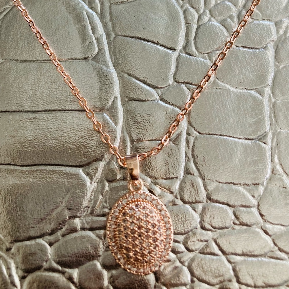 Rose gold plated pave necklace